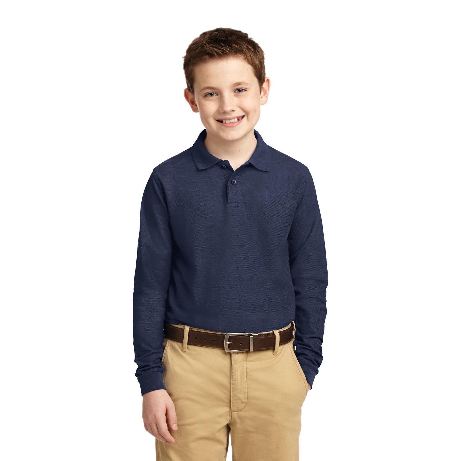 Port Authority-Port Authority® Youth Long Sleeve Silk Touch™ Polo. Y500LS-MedTech-4